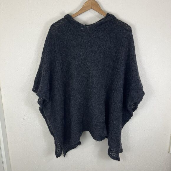 Tessuto Vintage Mohair Blend Hooded Poncho Sweater Womens S Small Gray USA - Picture 1 of 5